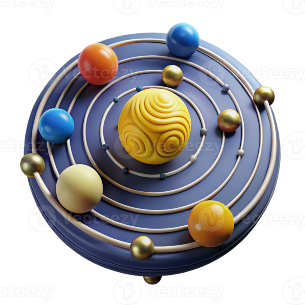 dramatic contemporary Celestial Orbits A 3D Model of Planetary System high resolution png