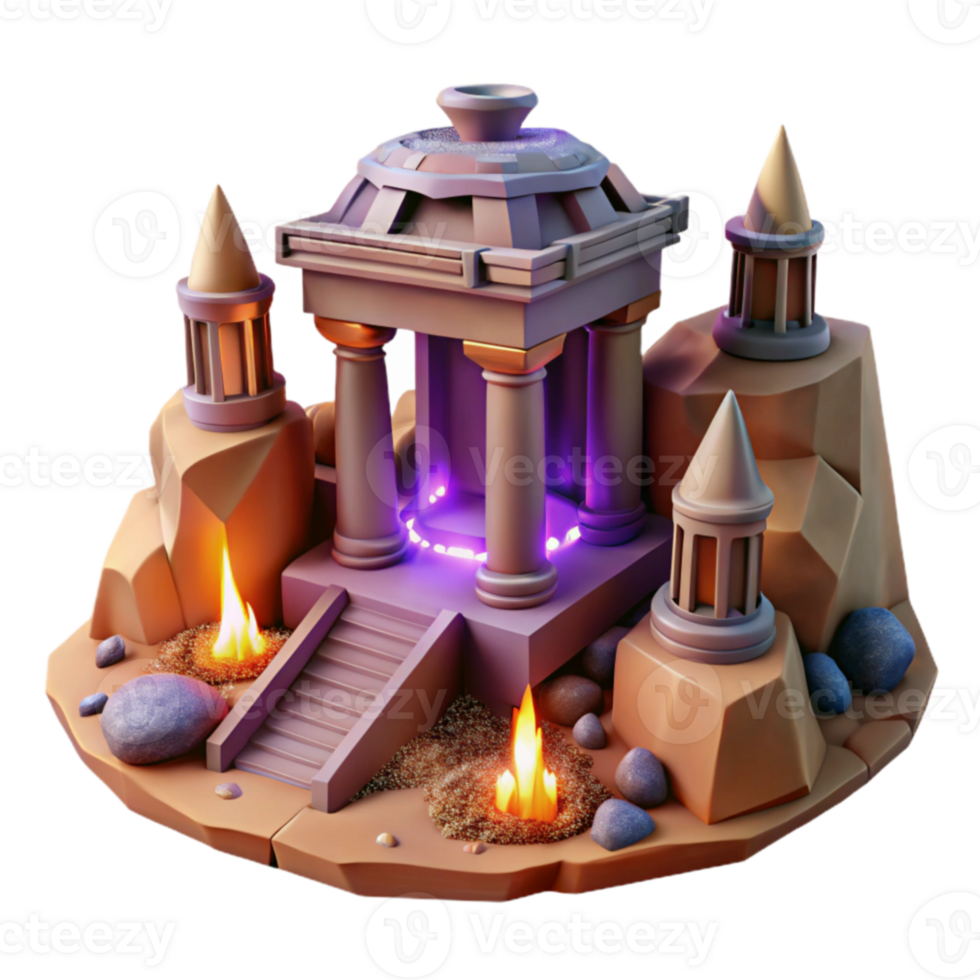 Ancient Temple 3D Model Fantasy Game Asset png