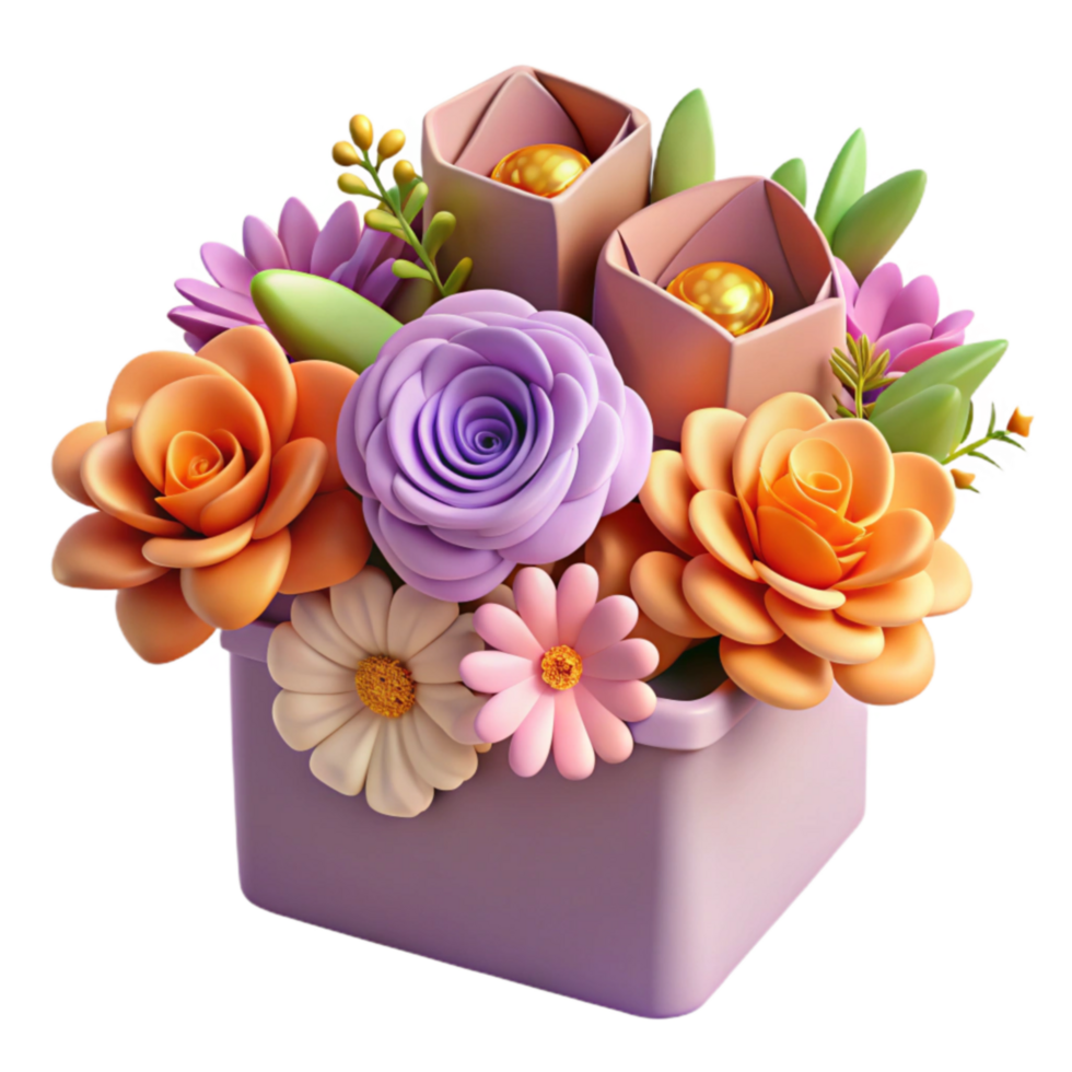 impressive contemporary Vibrant Flower Bouquet in Purple Pot premium png