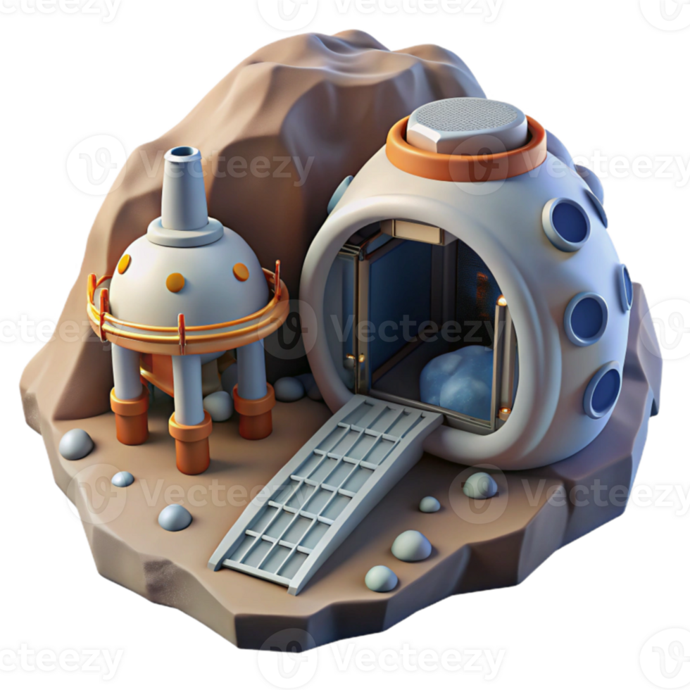wonderful minimalist Futuristic Lunar Habitat Dome Structure Outpost authentic png