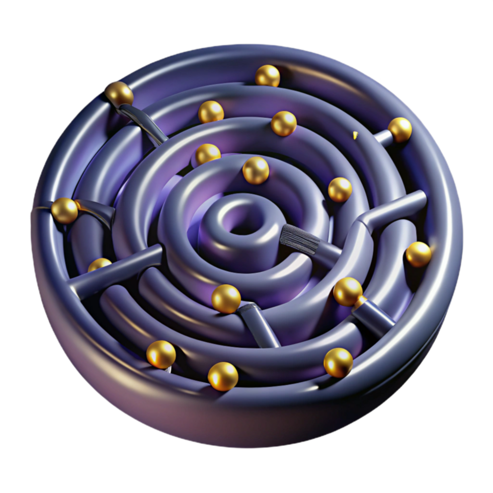 Circular Maze Puzzle 3D Rendering of Intricate Labyrinth png