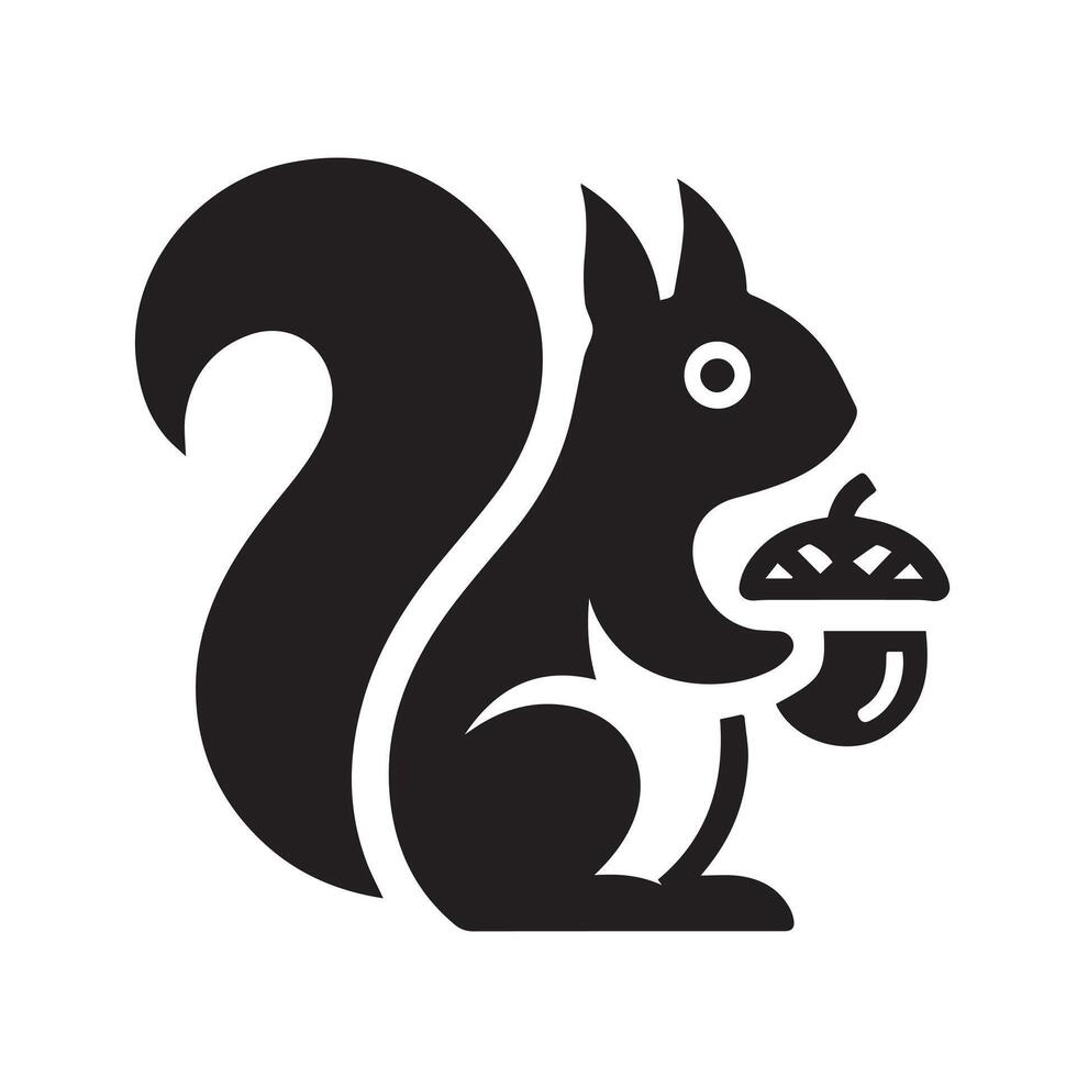 This stylized, black silhouette of a squirrel is perfect for logos, illustrations, or graphic design projects. vector