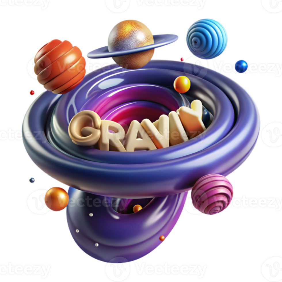 wonderful vintage Cosmic Gravity Abstract 3D Render of Planets and Swirling Nebula professional png