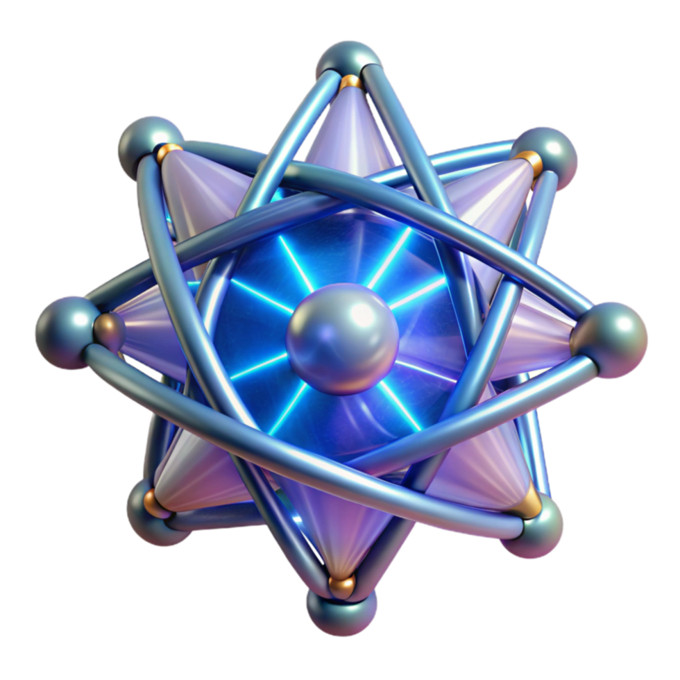 beautiful artistic Abstract Star-Shaped Structure with Glowing Core authentic png