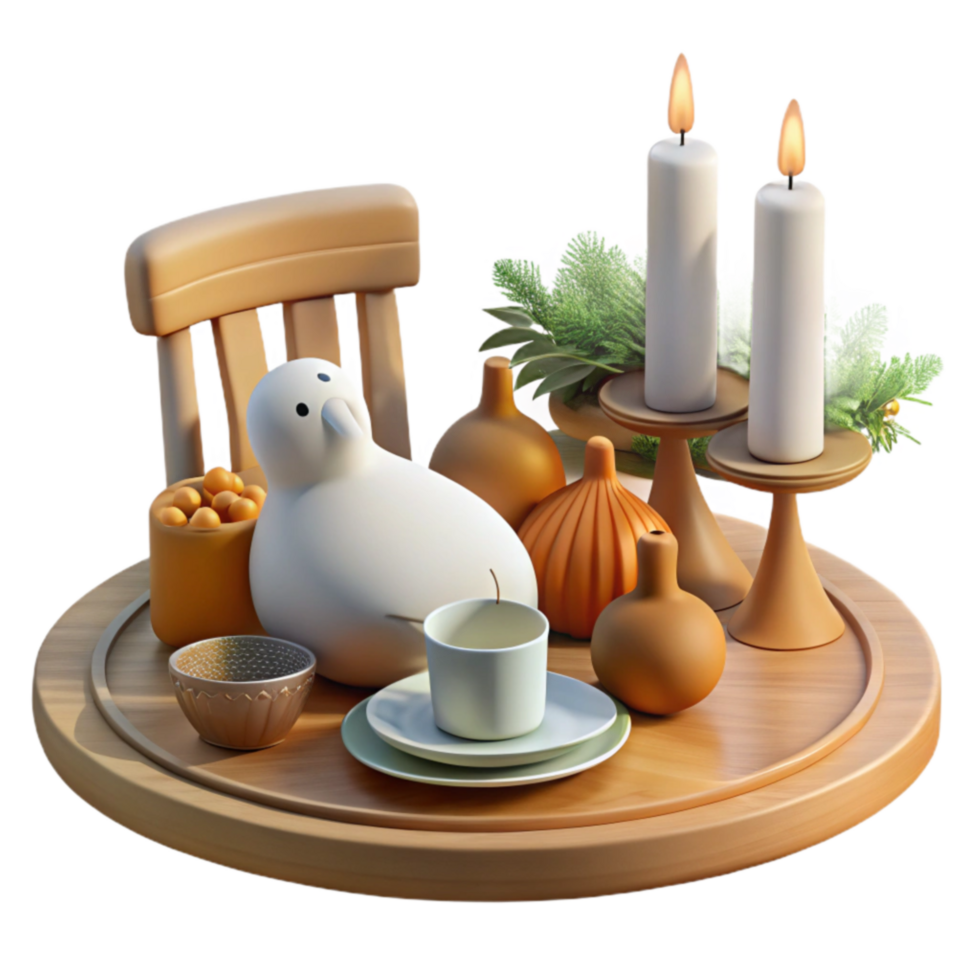 Cozy Autumn Table Setting with Candles png