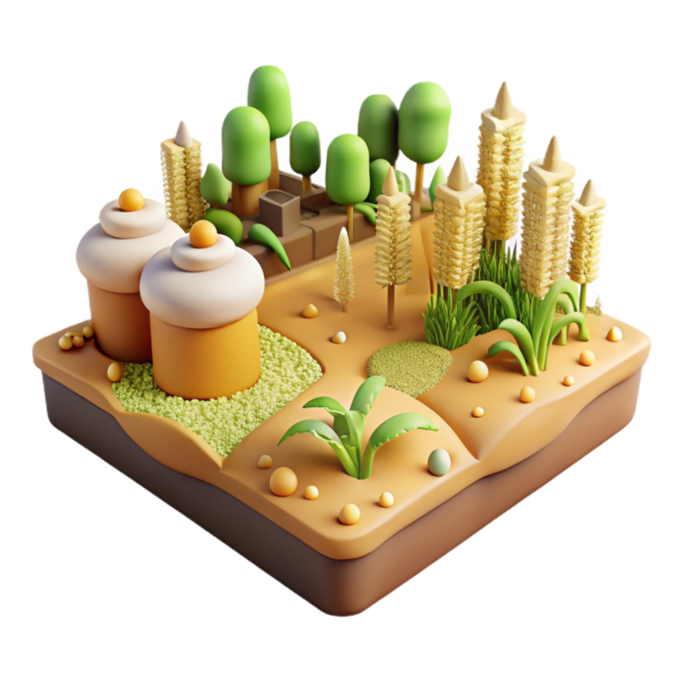 Whimsical 3D Render of a Miniature Landscape png