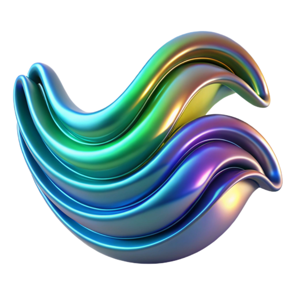impressive rustic Abstract iridescent wave form, 3D render original png