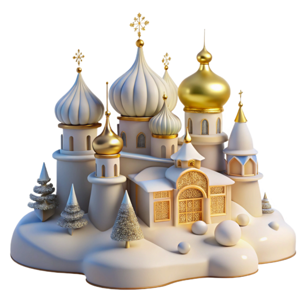 elegant vintage Winter Wonderland Castle Festive 3D Render of a Snow Covered Palace original png