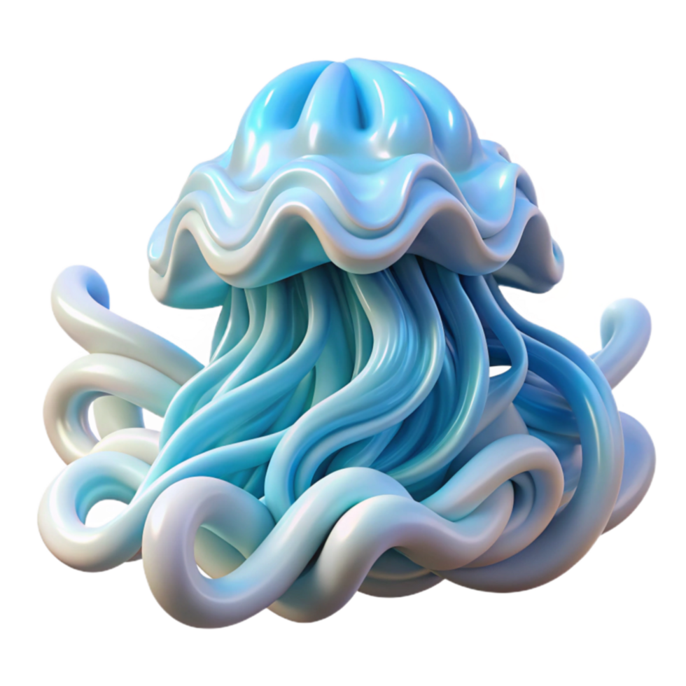 Abstract Jellyfish 3D Render of Aquatic Life png