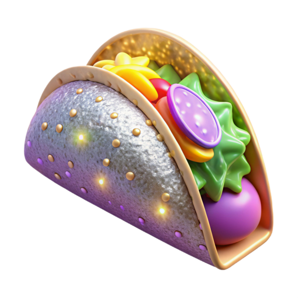 elegant vintage Shiny Taco with Colorful Fillings 4K png
