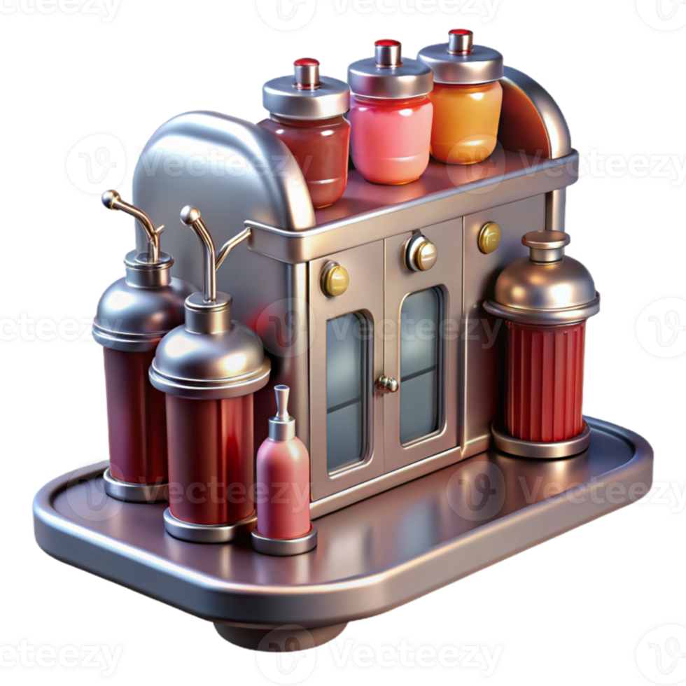 serene minimalist Retro Condiment Station Dispenser, Jars, and Bottles genuine png