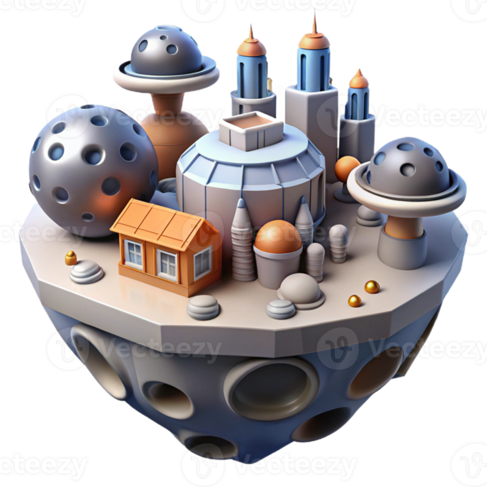 Futuristic Moon City A 3D Rendered Space Colony png