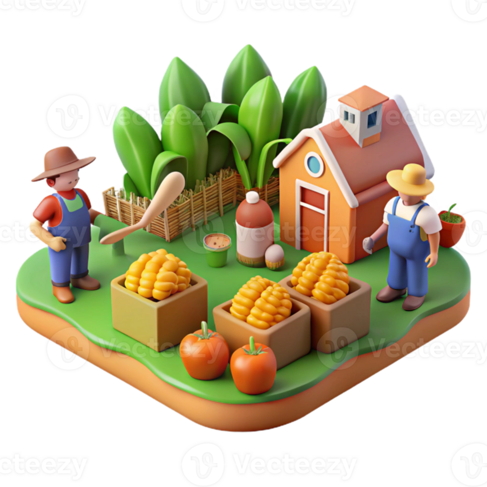 magnificent traditional Farm Scene 3D Render of Corn Harvest premium png