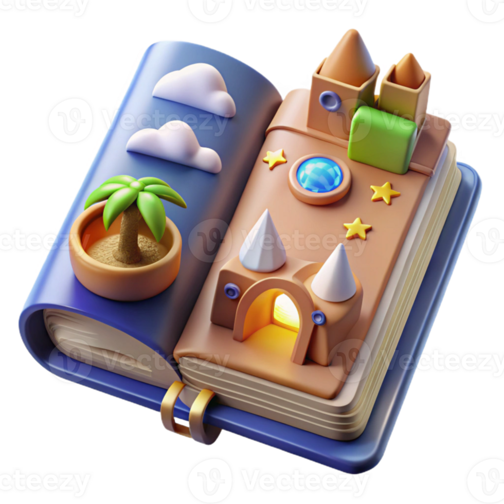 dramatic rustic Magical Storybook Adventure 3D Castle Island 4K png