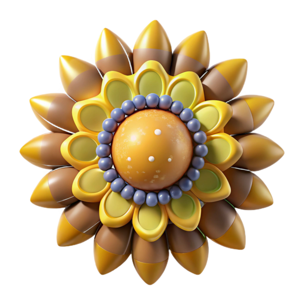 beautiful vintage 3D Render of Abstract Sunflower Design high quality png
