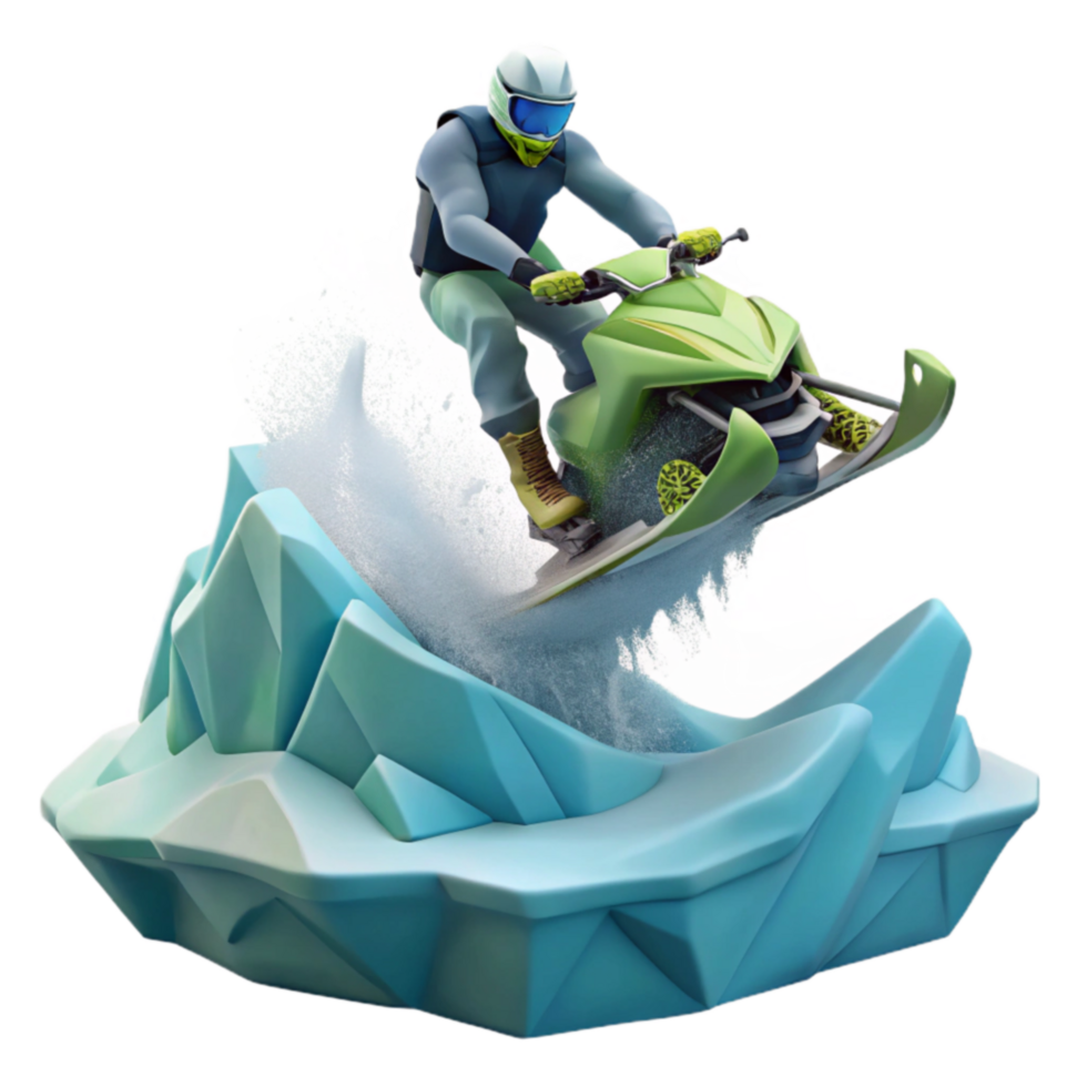 elegant traditional Snowmobile Rider Soaring Over Ice authentic png