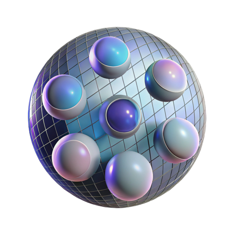 wonderful rustic Abstract Sphere Iridescent Spheres on Grid authentic png