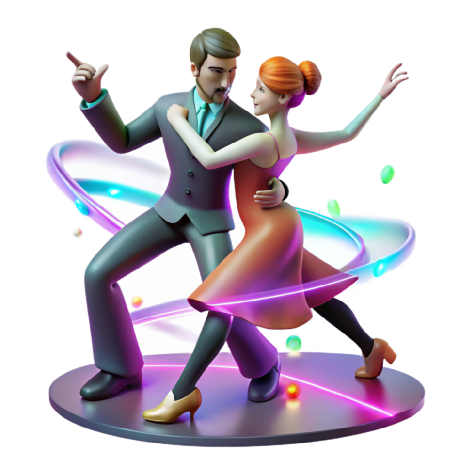 Couple Dancing 3D Render of Romantic Ballroom Dance png
