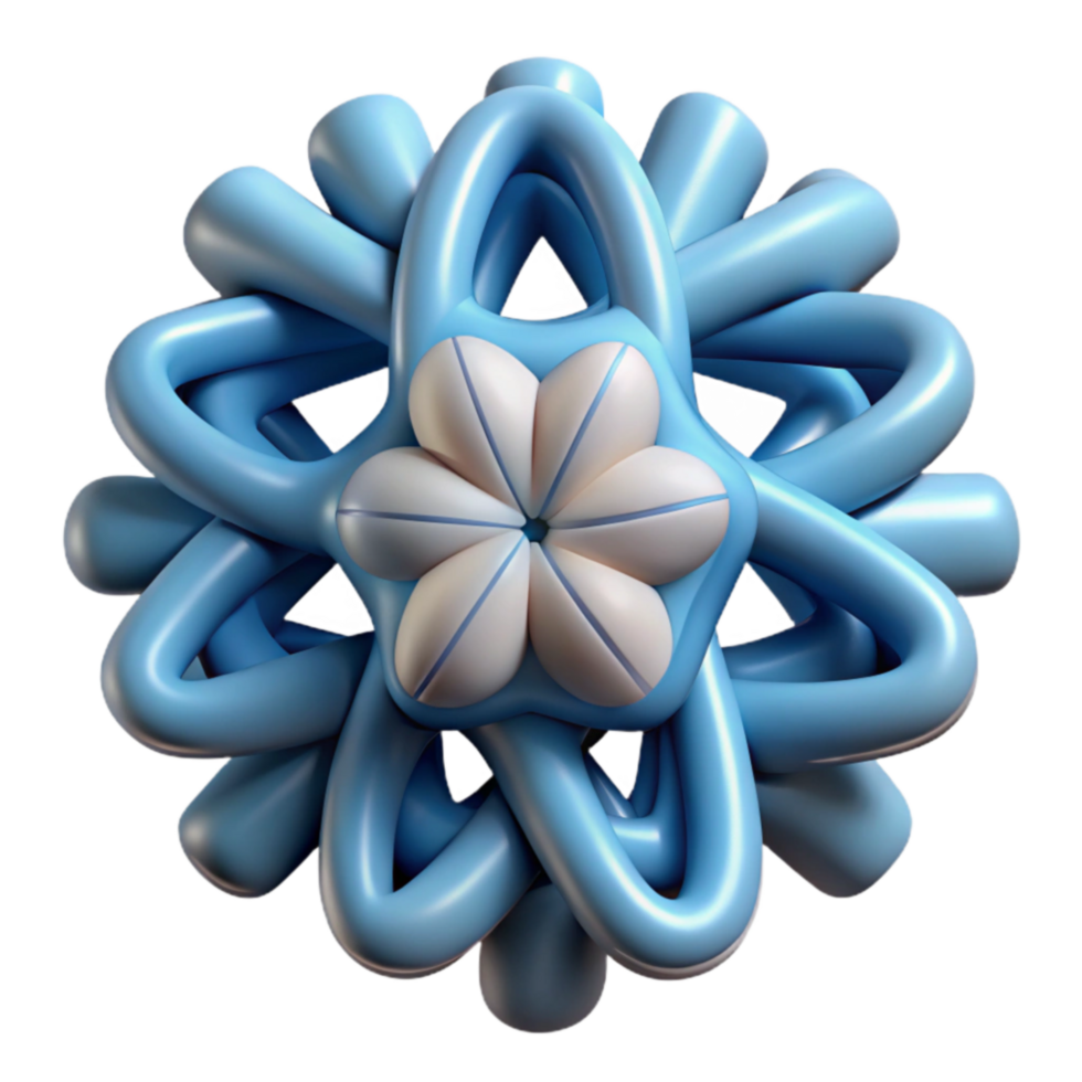 magnificent minimalist Abstract 3D Flower with Intricate Blue Loops high quality png
