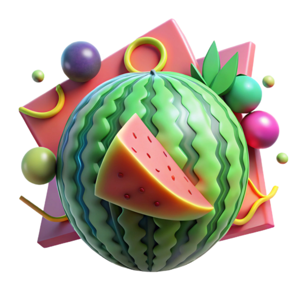 Summer Fruit 3D Render Watermelon Delight png