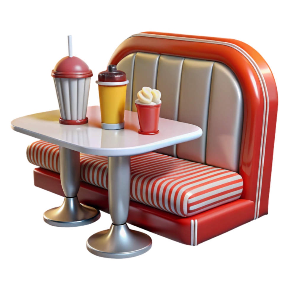 impressive traditional Retro Diner Booth with Snacks original png