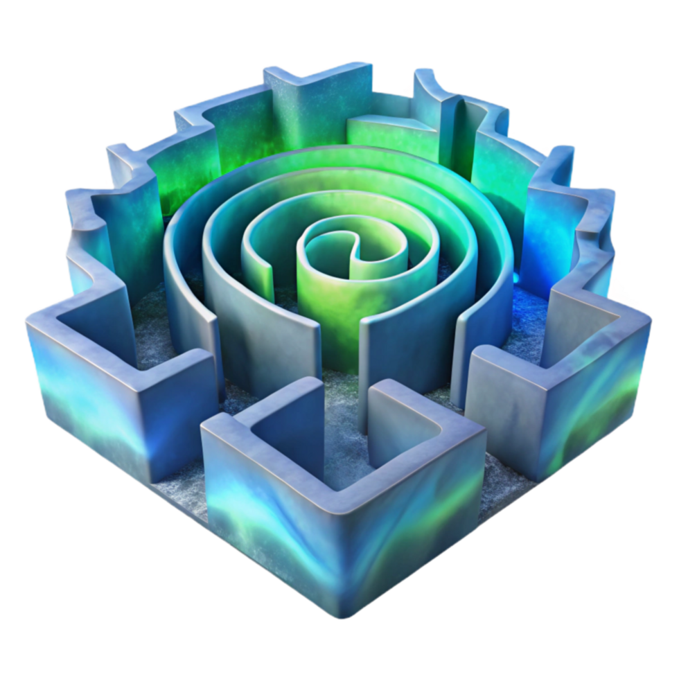 extraordinary minimalist Glowing Spiral Maze 3D Puzzle Game original png