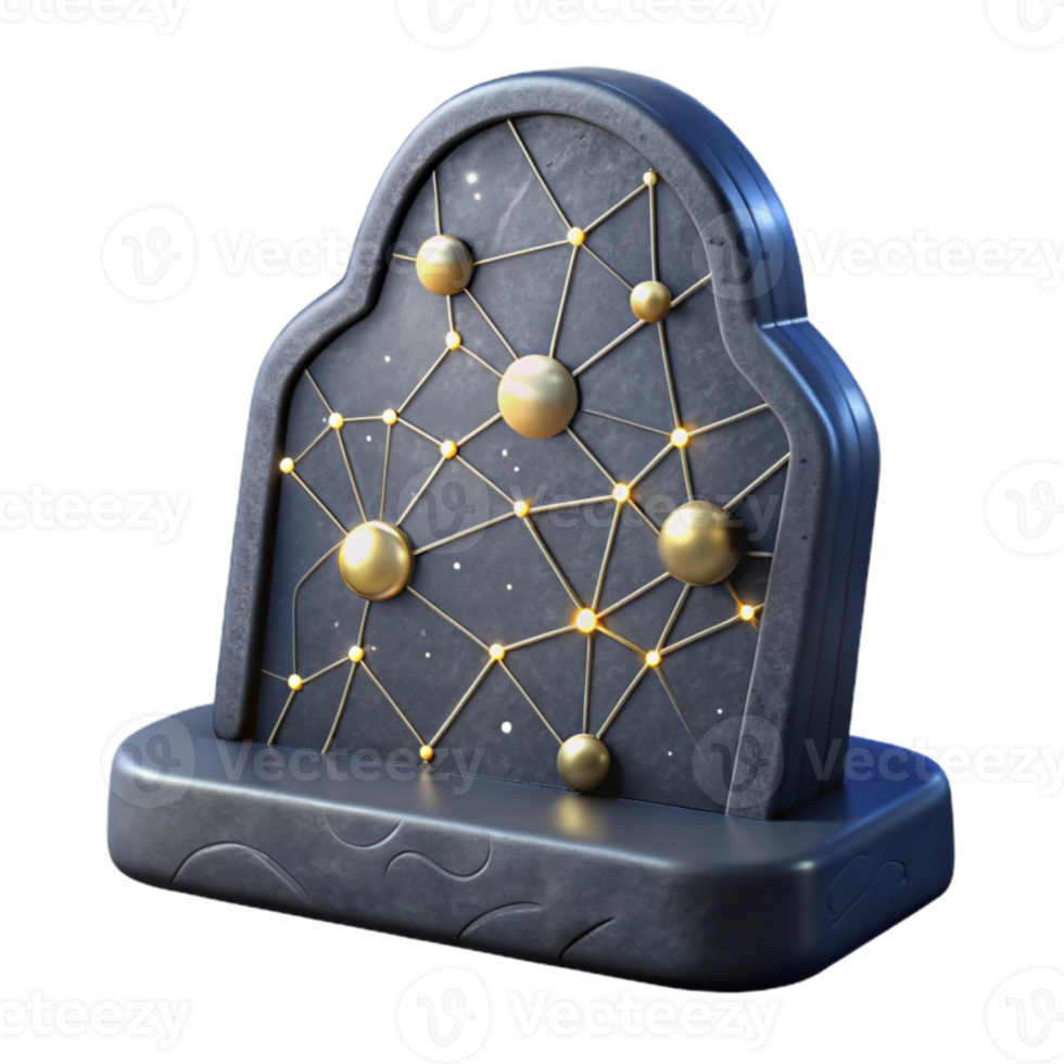 Abstract Network Golden Sphere Constellation on Dark Stone png