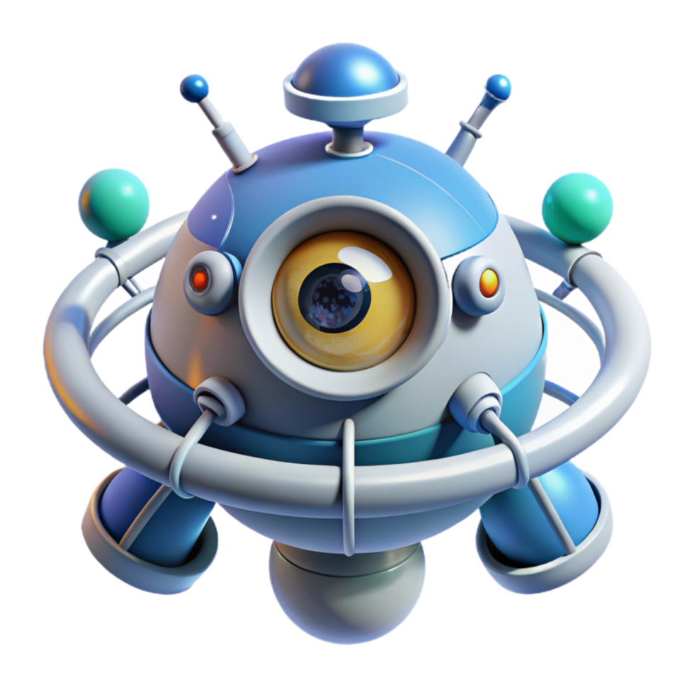 impressive contemporary Cute Robot Spacecraft 3D Render of Futuristic Orb exclusive png