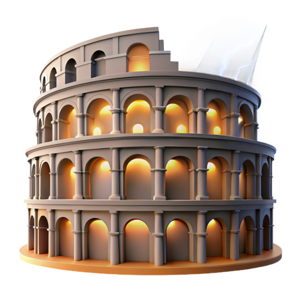 elegant abstract Ancient Amphitheater Illuminated A 3D Model premium png