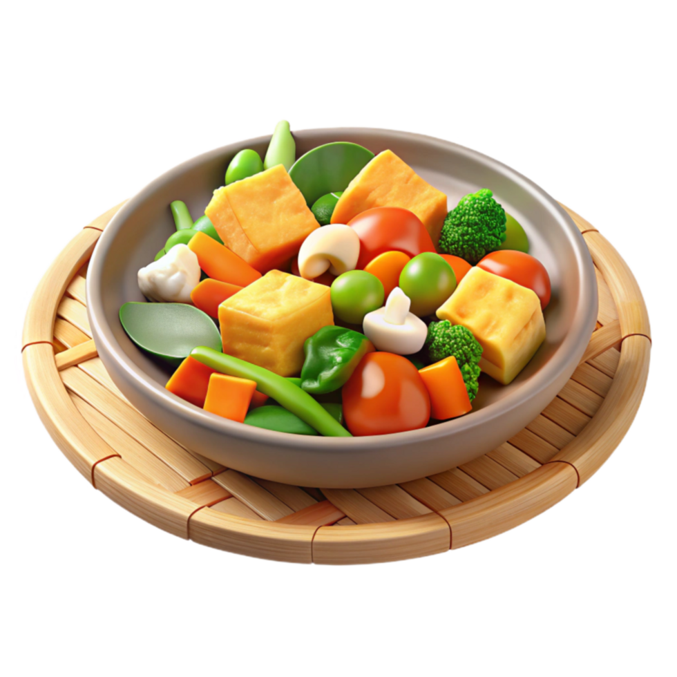 Vegan Tofu Stir-Fry with Assorted Vegetables png