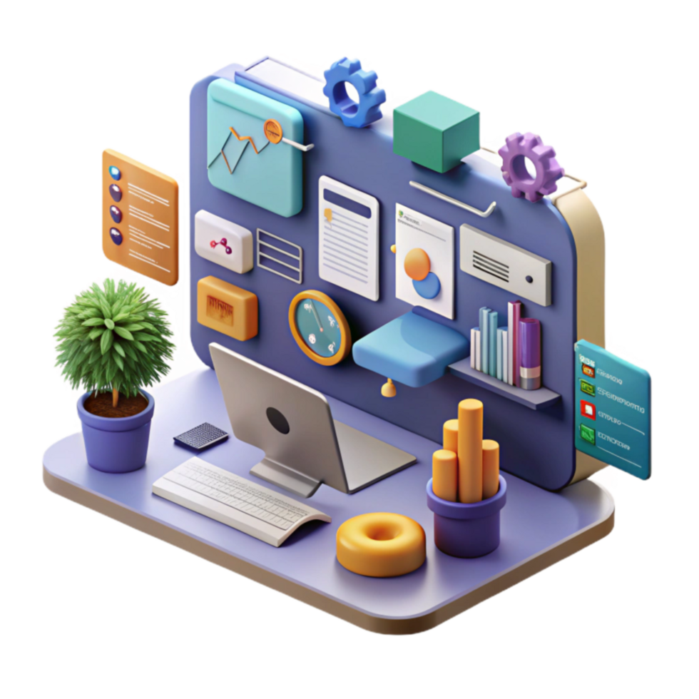 Modern Workplace Productivity Digital Dashboard Workspace Design png