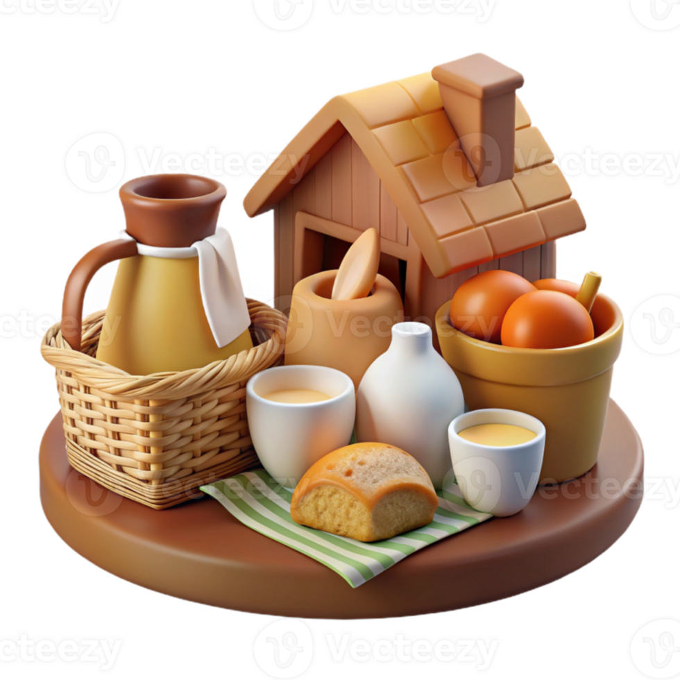 extraordinary contemporary Farmhouse Still Life Bread, Drinks, and Produce genuine png