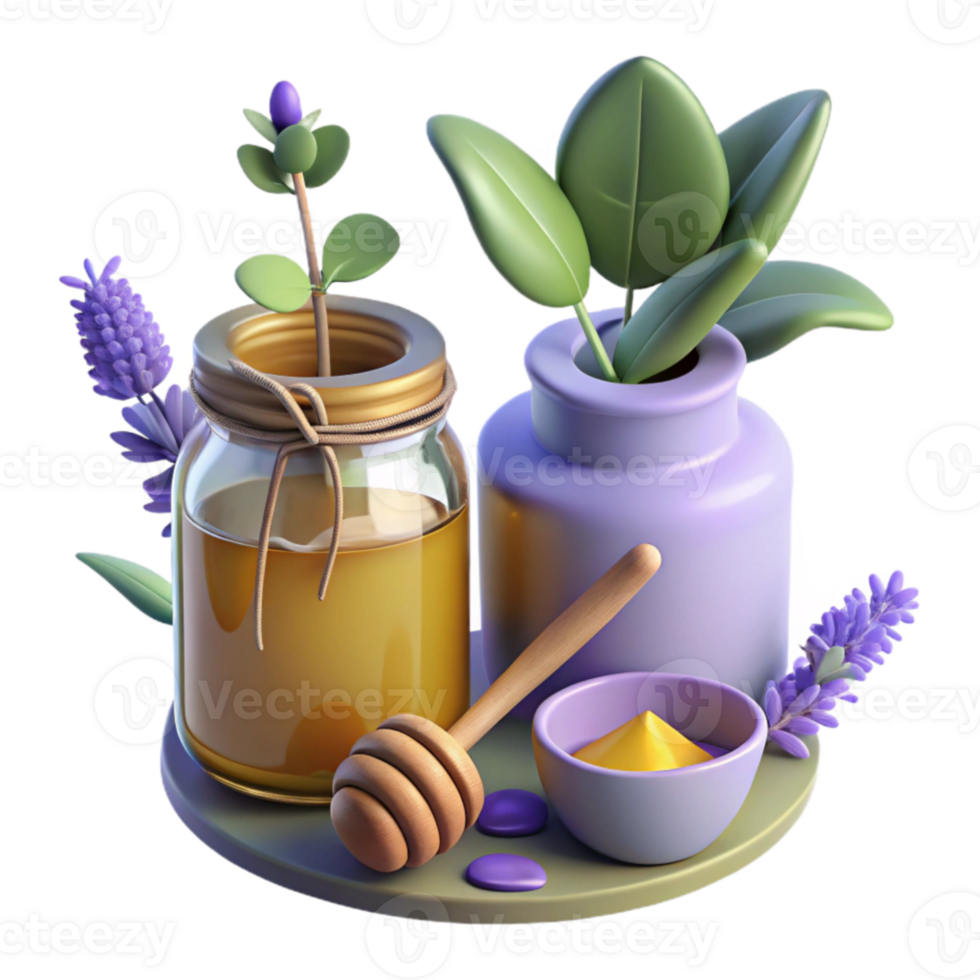 extraordinary modern Honey, Lavender, Herbs Relaxing Spa Scene high resolution png