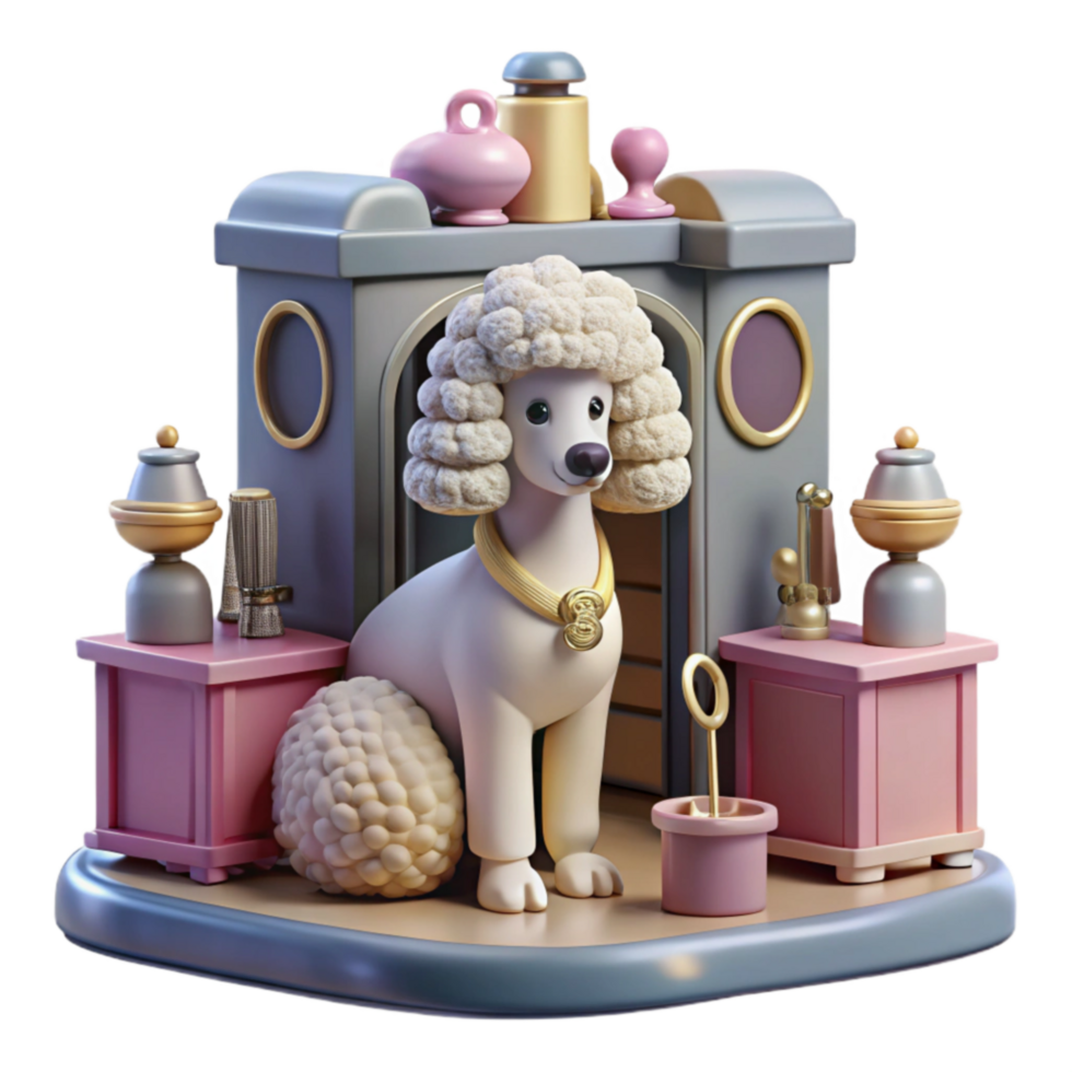 Adorable Poodle in a Pet Salon Setting png