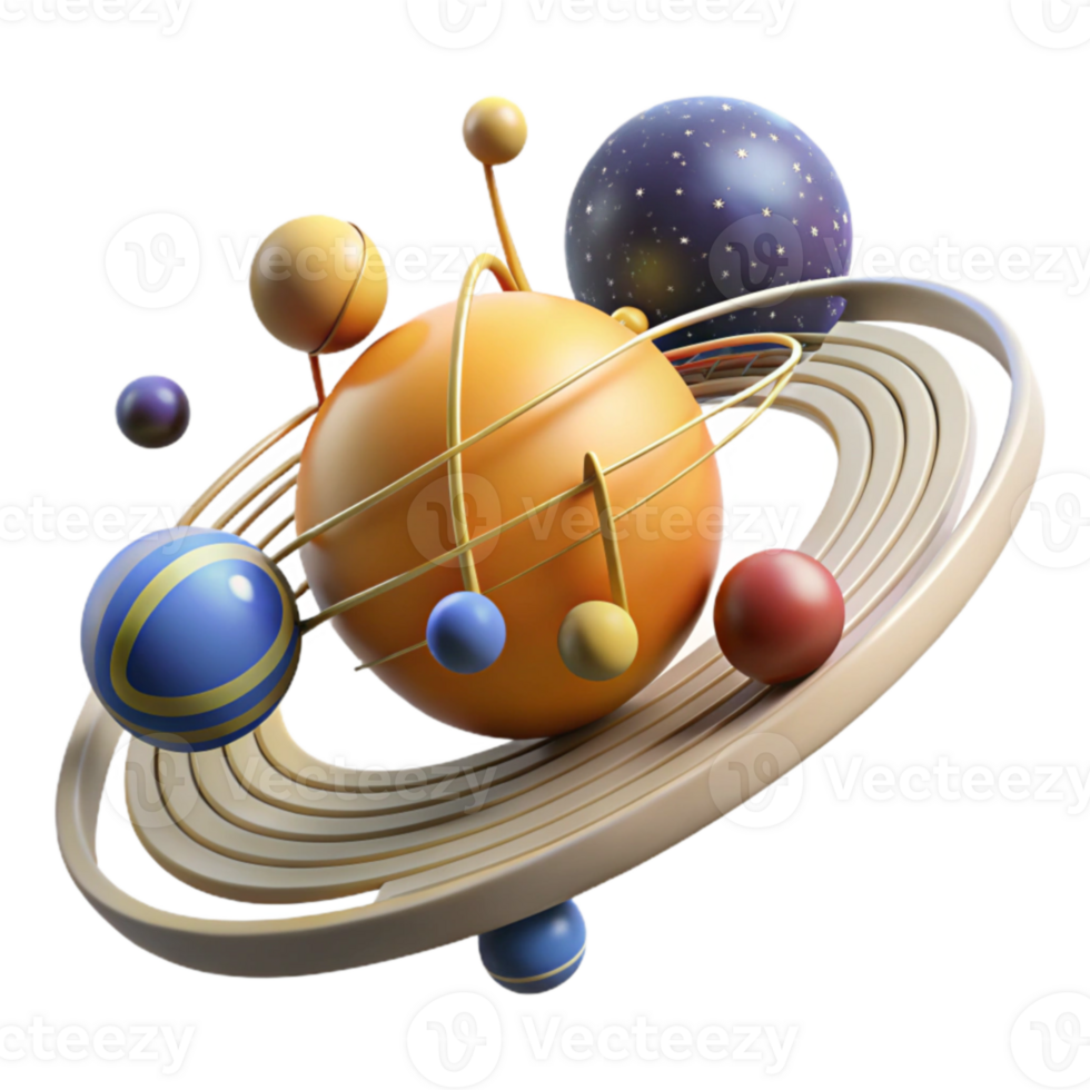 Cosmic Orbiter A 3D Render of Planetary System png
