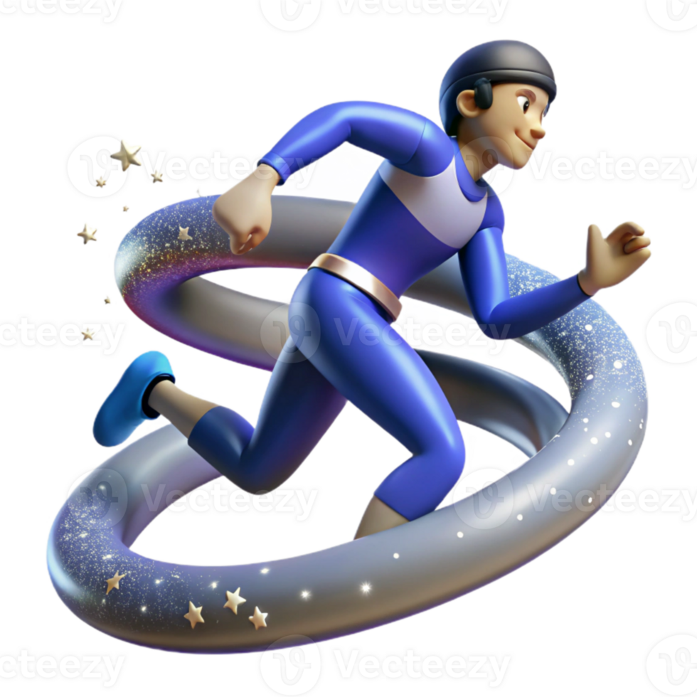 Cosmic Runner 3D Animated Character in Space png