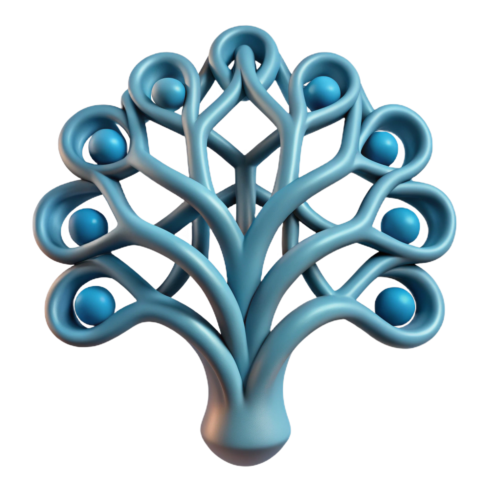 vibrant minimalist Abstract 3D Tree Interconnected Nodes Branches high quality png