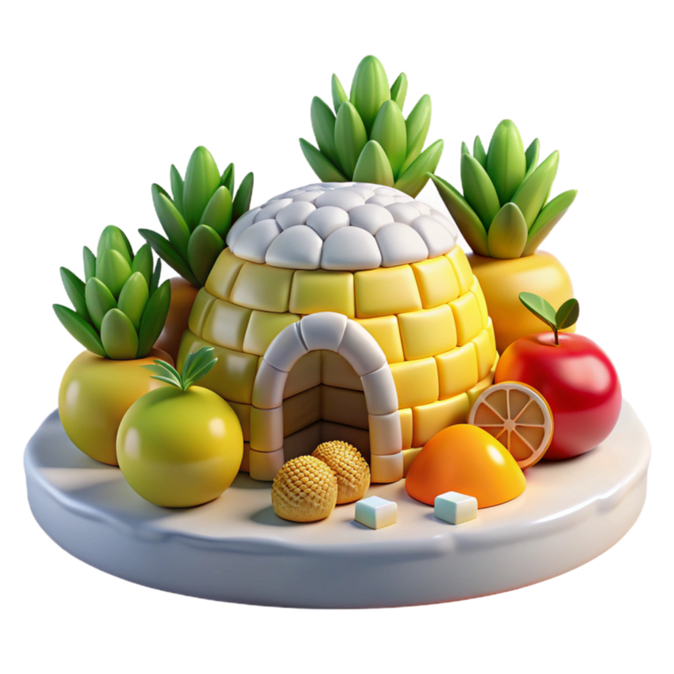 Fruity Igloo 3D Render Summertime Sweets and Tropical Delight png