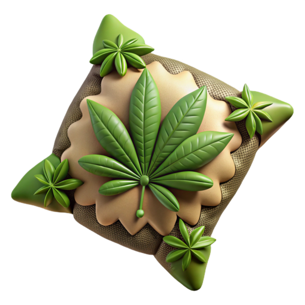 impressive rustic Relaxing Cannabis Leaf Pillow Design authentic png