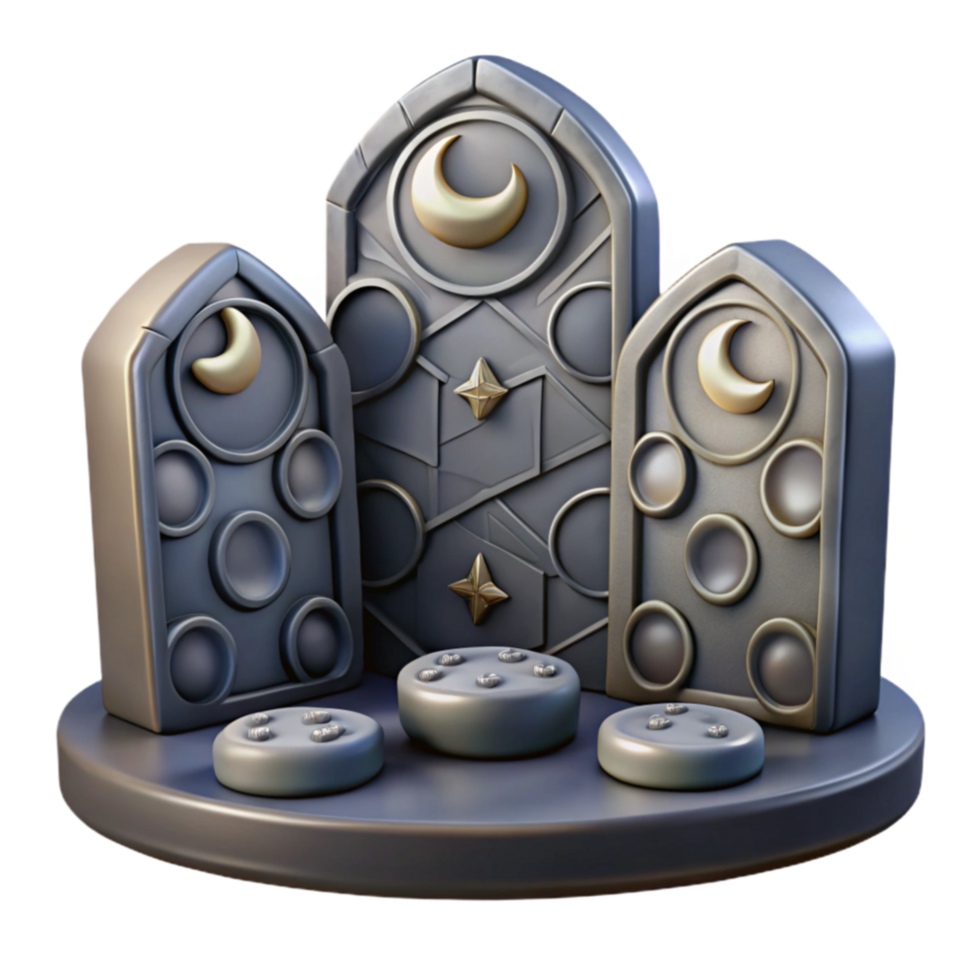 beautiful vintage Crescent Moon Throne 3D Render of Mystical Fantasy Architecture detailed png