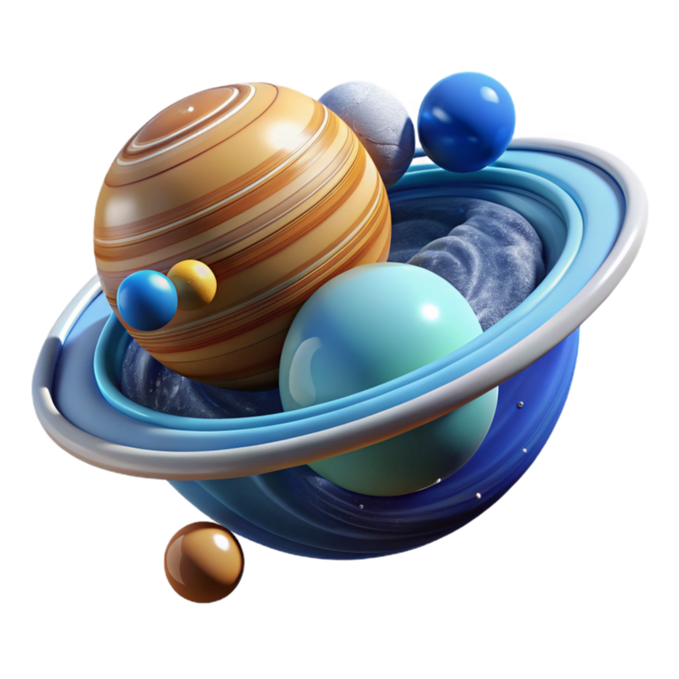 vibrant traditional Cosmic Sphere Abstract Planets, Rings, and Celestial Bodies 4K png