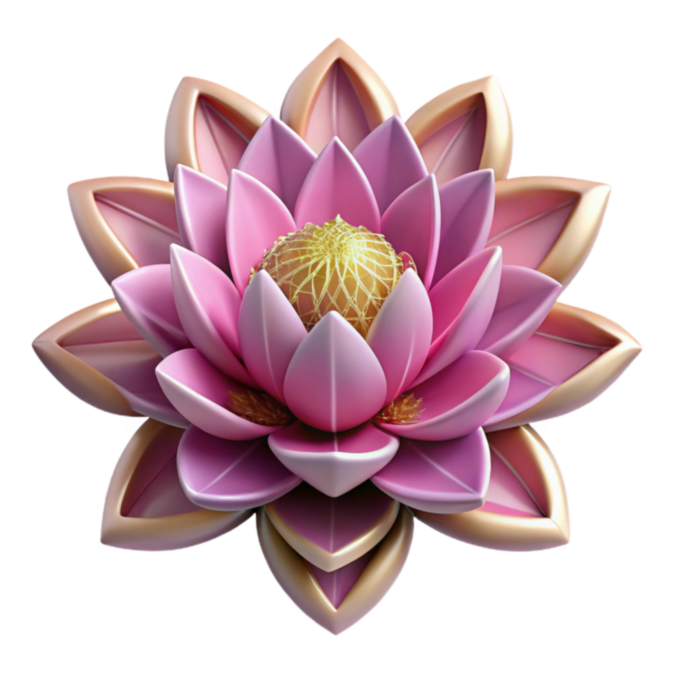 Pink Lotus Flower 3D Render Digital Art, Floral Design, Nature Inspired, Botanical Illustration, Elegant Bloom, High Resolution Image, Close-up View, Detailed Petals png