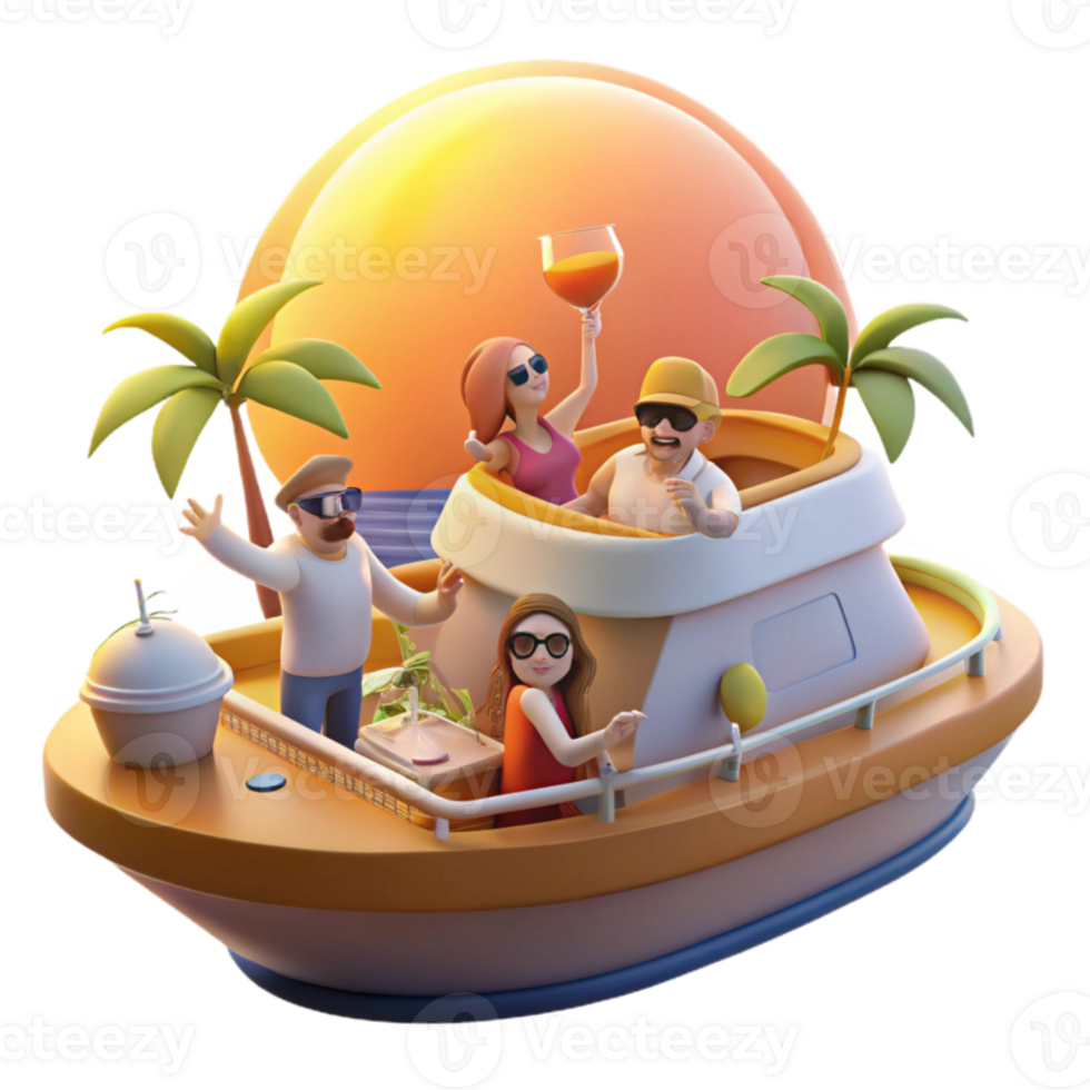 Sunset Boat Trip Tropical Getaway with Friends png