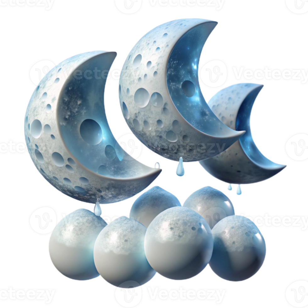 Crescent Moons and Snowballs Winter Night Icon png