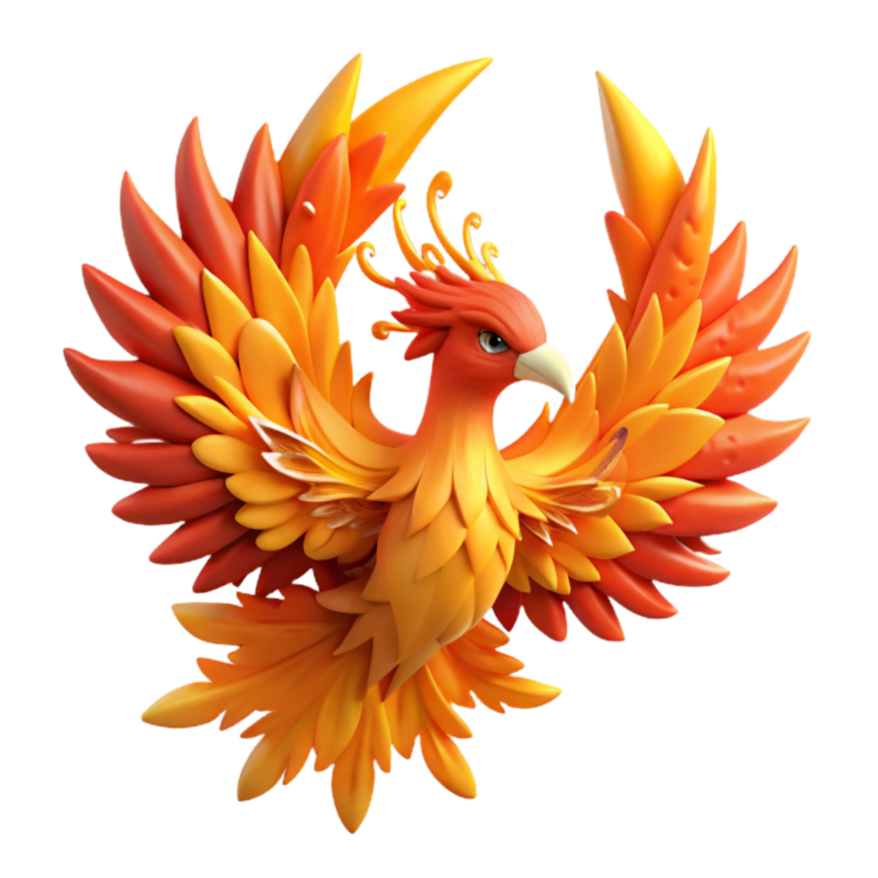 impressive rustic Majestic Phoenix 3D Render of Mythical Bird authentic png