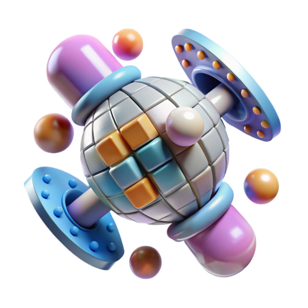 Abstract 3D Render Geometric Sphere with Colorful Elements png