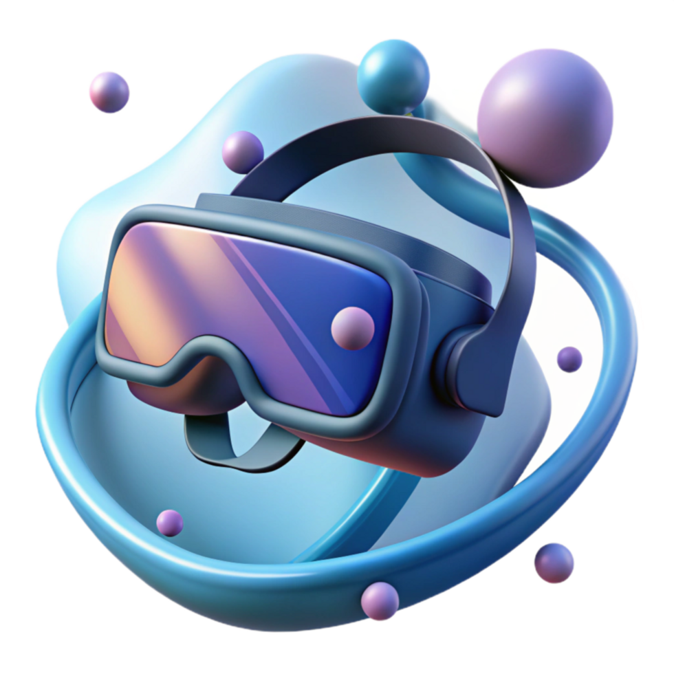 serene modern Immersive VR Headset Exploring Virtual Worlds high resolution png