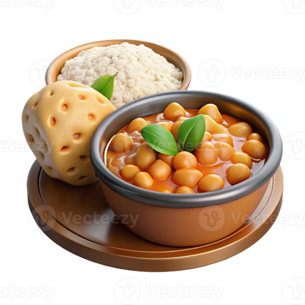 wonderful rustic Savory Chickpea Stew with Fluffy Grains Bread exclusive png