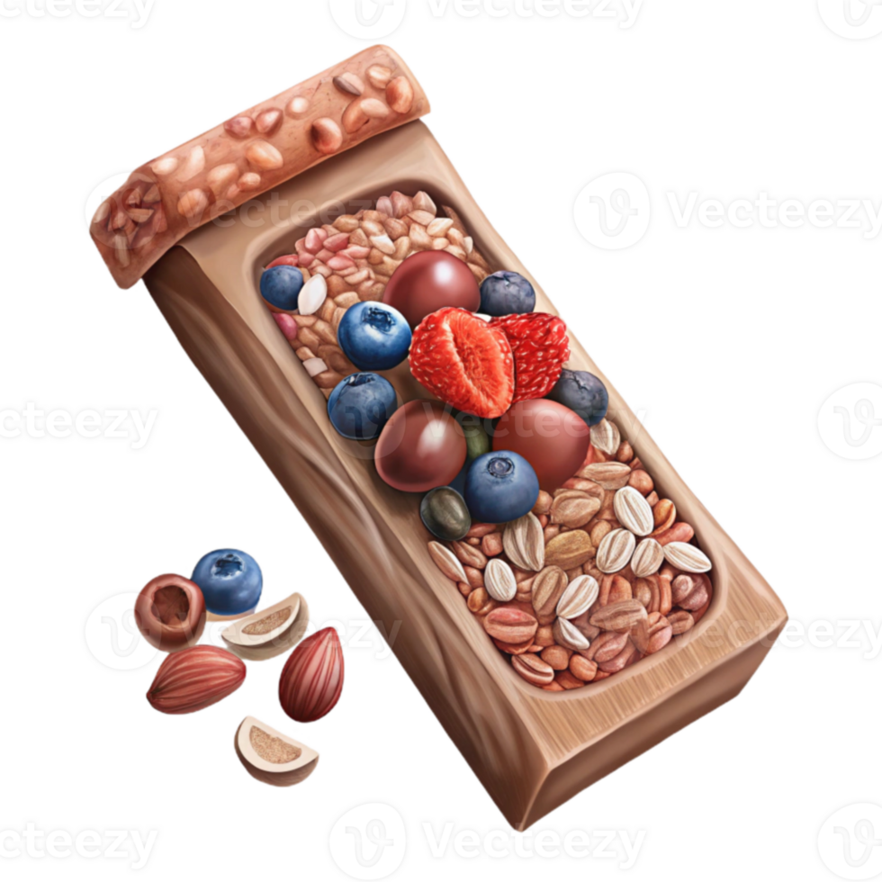 stunning abstract Delicious Granola Bar with Berries and Nuts authentic png