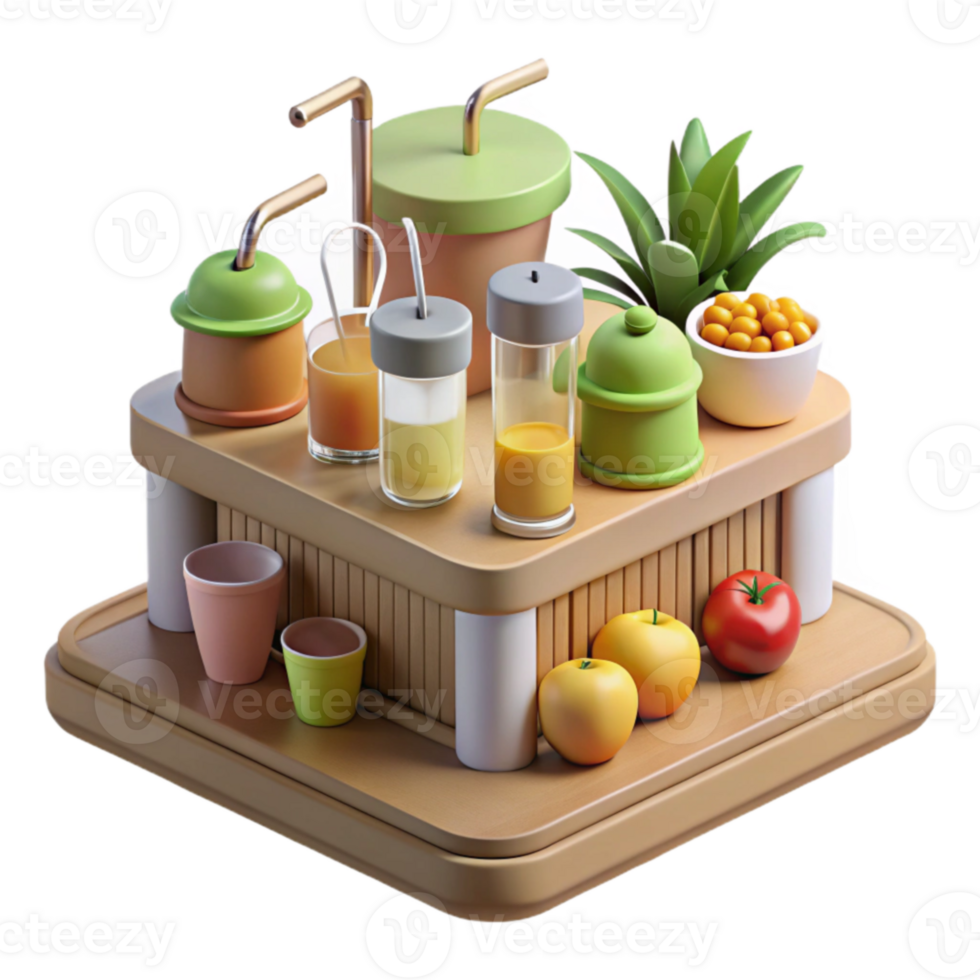 Healthy Juice Bar Cart Fresh Fruits, Drinks Snacks png